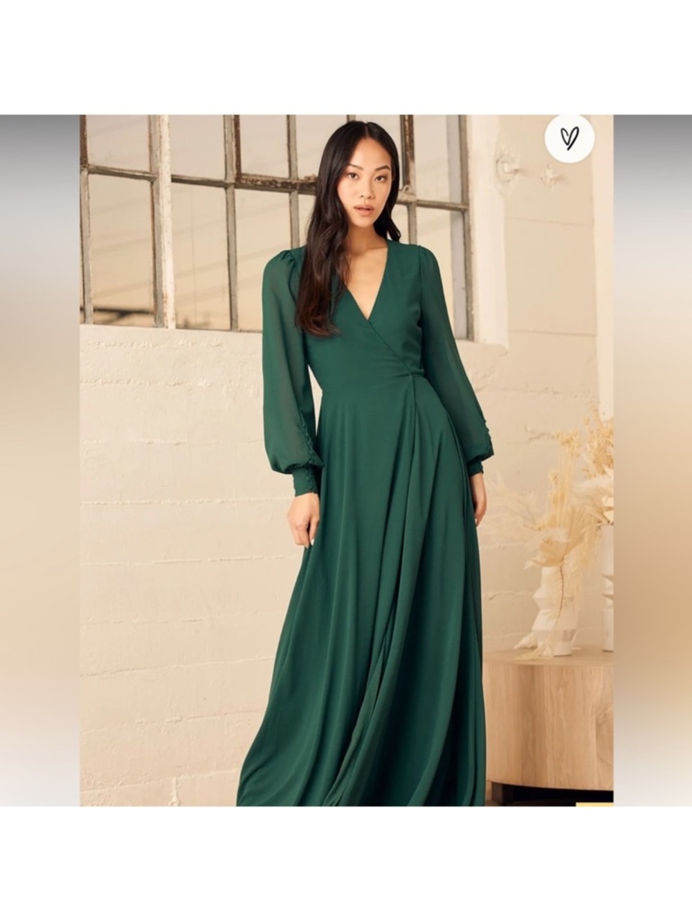 Lulu's Emerald Green Wrap Maxi Dress